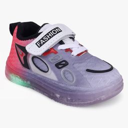 Superminis Abstract Designed Striped LED Sneakers With Velcro Closure - Red-image-30