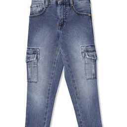LEO Denim Mild Washed Cargo Jeans - Blue-image-69