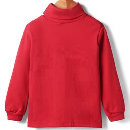 Teddy Cotton Knit Full Sleeves Turtle Neck T-Shirt - Red-picture-21