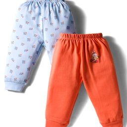 Tango Interlock Knit Full Length Lounge Pants with Hey Text Print Pack of 2 - Light Blue & Orange-picture-17