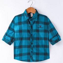 Dapper Dudes Full Sleeves Checked Shirt - Peacock Blue-picture-4