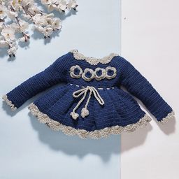 MayRa Knits Knitted Knit Floral Embroidered Dress - Blue-picture-30