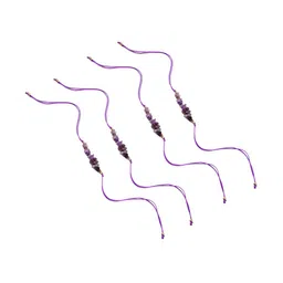 SALTY Set Of 4 Amethyst-Studded Thread Rakhis With Greeting Card & Roli Chawal image 4