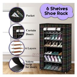 Fiddlerz Marbled Pattern Multipurpose ShoeRack with 6 Shelves - Multicolour image 2