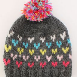 Woonie Set Of 2 Embroidered Handmade Bobble Caps -  Grey & Blue image 2