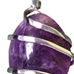 VIBESLE Adult's Silver Pleated Amethyst Tear Drop Shape Pendant-43