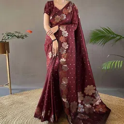 DIVASTRI Woven Design Zari Silk Blend Banarasi Saree-picture-5