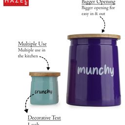 HAZEL Kitchen Containers set of 2 for Snacks Snacks Jars Set with Lid, 2350 ml, 225 ml, Purple, Teal image 4