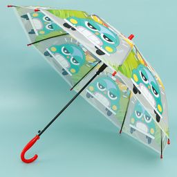 fab n funky Kids Umbrella with J Shaped Handle & Car Print - Multicolor image 4