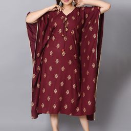 Billion Floral Printed Long Flowing Sleeves Ankle Length Kaftan Dress-image-54