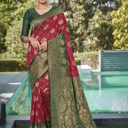 RUNAYA NX Woven Design Zari Silk Blend Banarasi Saree-image-30