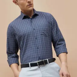 Code By Lifestyle Blue Regular Fit Checks Shirts-image-77