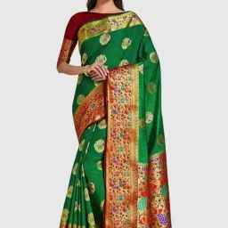 Mimosa Green Woven Sarees With Blouse-picture-16