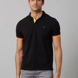 Celio* Black Cotton Regular Fit Polo T-Shirt-image-57