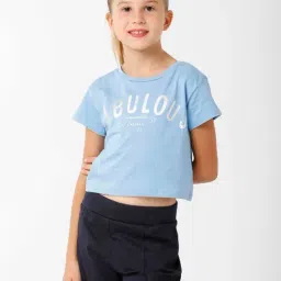 Kate & Oscar Kids Blue Cotton Printed T-Shirt-image-57