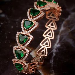 Saraf Rs Jewellery Green American Diamond Handcrafted Statement Bracelet-47