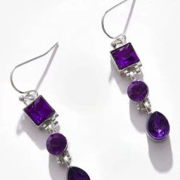 Sohi Silver Plated Designer Stone Drop Earrings-38