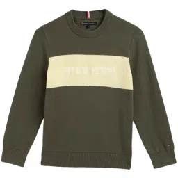 TOMMY HILFIGER Utility Olive Coloblock Regular Fit Pullover-picture-2