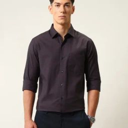 Arrow Purple Cotton Slim Fit Checks Shirt-picture-48