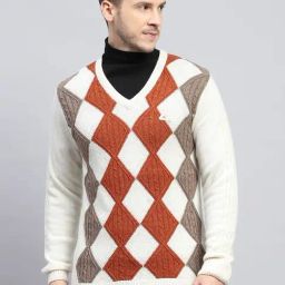 Monte Carlo Off White Regular Fit Checks Pullover-picture-19