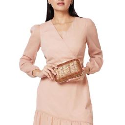 Caprese Merle Copper Faux Leather Textured Clutch-image-30