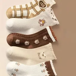 MOMISY Kids Pack Of 5 Checked Cotton Odour Free Ankle-Length Socks-52