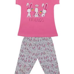 Todd N Teen Kids Pink & White Printed T-Shirt with Capris-image-43