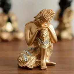 eCraftIndia Golden Buddha on Knee Polyresin Showpiece-image-12