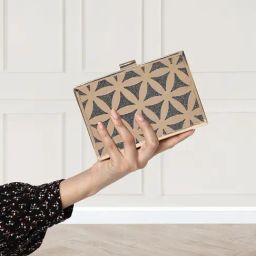 Caprese Junie Gunmetal Metal Textured Clutch-image-13