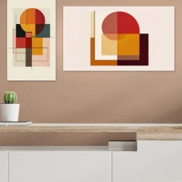 Nestroots Circle and Square Prints Multi Frame Abstract Canvas Wall Painting - Set of 4-42