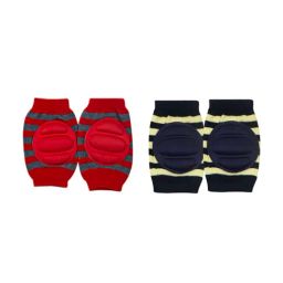 Baby Moo Striped Red, Black 2 Pack Baby Cushioned Kneepad-image-2