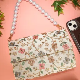 Gaurapakhi Beige Embroidered Envelope Clutch-picture-18