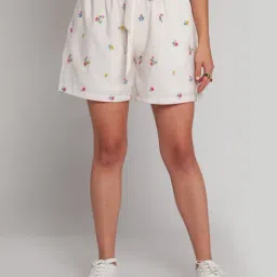 zink Z White Embroidered Shorts-image-39