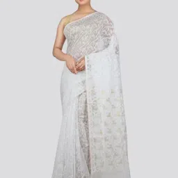 Pinkloom White Cotton Woven Saree-picture-41