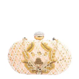 NR by Nidhi Rathi Peach Fabric Clutch-98
