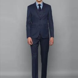 Louis Philippe Navy Blue Slim Fit Three Piece Suit-image-19