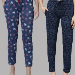Kryptic Navy & Blue Printed Pure Cotton Elasticated Waist Band Regular Fit Pyjamas - Pack of 2-picture-47