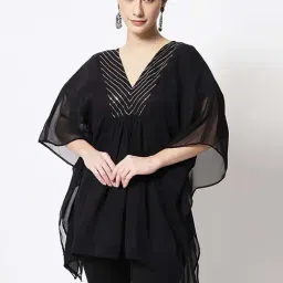 studiorasa Black Embellished A Line Short Kaftan-image-40