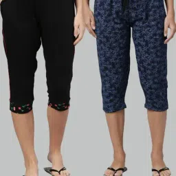 Kryptic Black & Blue Printed Capris - Pack of 2-image-20