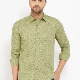 Duke Sage Green Slim Fit Printed Shirt-image-78