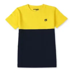 Gini & Jony Boys Yellow & Navy Cotton Color Block T-Shirt-picture-20