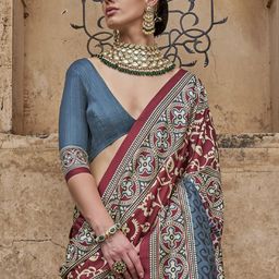 Anouk Ajrak Block Banarasi Saree image 2
