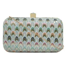 Horra Sky Blue Embellished Clutch-image-74