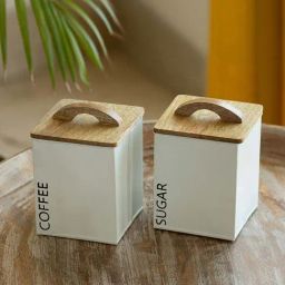 ExclusiveLane White & Light Brown Iron Cuboidal Multi Utility Jars & Containers-image-4