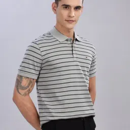 TOMMY HILFIGER Grey Cotton Regular Fit Stripes T-Shirt-image-52