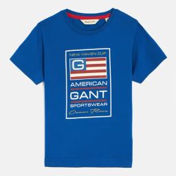 GANT Boys Blue Round Neck Short Sleeve Printed T-Shirt-image-91