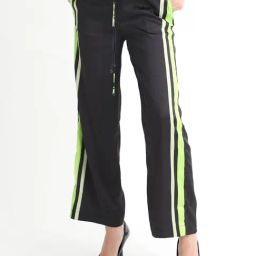 RAREISM Black Polyester Striped Trousers-image-80