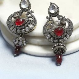 Biba Red Brass Drop & Danglers Earrings for Women-image-59