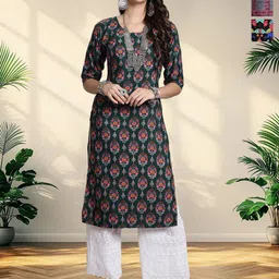 HERE&NOW Women Ethnic Motifs Printed Crepe Kurta Pack of-3-image-66