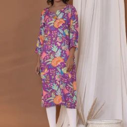 READIPRINT FASHIONS Purple Floral Print Straight Kurta-picture-28